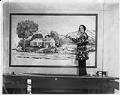 Image of Maude Zerby Strong painting a mural, Seattle, May 5, 1937