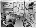 Image of Employees operating Pier 86 grain terminal control panel, Seattle, October 28, 1970