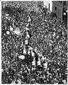 Image of Crowd and wild Rainier stampede at Fat Tuesday parade, February 19, 1977