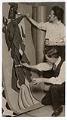 Image of Mark Tobey and Olaf Anderson painting a panel for the Mardi Gras ball, February 1928