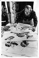 Image of George Tsutakawa painting in his studio, Seattle, November 28, 1978