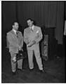 Image of Cab Calloway with photographer Jerome Armstrong at Civic Auditorium, Seattle, circa 1947