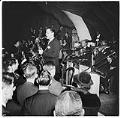 Image of Andy Kirk Orchestra performing at the Eagles Club auditorium, Seattle, circa 1947