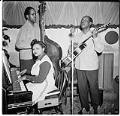 Image of Jazz trio on stage at the Basin Street club, Seattle, March 24, 1945