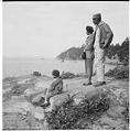 Image of Family on a beach on Chuckanut Drive, Bellingham, circa 1953