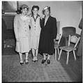 Image of Mrs. Meade posing with her daughters, Seattle, circa 1953