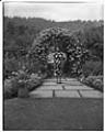 Image of Izzy Smith posing in a garden, Victoria, BC, July 26, 1948