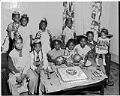 Image of Birthday girl and friends on couch, Seattle, circa 1953