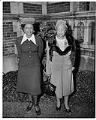 Image of Two NACWC convention delegates in front of Garfield High School, Seattle, August 1948