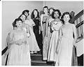 Image of Young women on staircase, Seattle, July 30, 1950