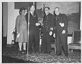 Image of Woman and three men celebrating at Mount Zion Baptist Church, Seattle, October 14, 1944