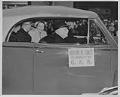Image of Hiram Gale, Civil War veteran, riding in a parade, April 3, 1948