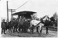 Image of Seattle City Light line crew with horse-drawn wagon, January 1914