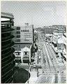 Image of View of Third Avenue from Bon Marche sky bridge, Seattle, 1960