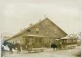 Image of Trolley car and horse barn, Seattle, circa 1886