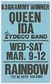 Image of Queen Ida and the Zydeco Band concert poster, March 9-12, 1983