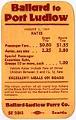 Image of Ballard-Ludlow Ferry Co. ferry schedule, 1939