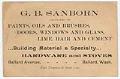 Image of G. B. Sanborn business card, circa 1895
