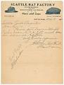 Image of Seattle Hat Factory letter, May 9, 1903