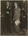 Image of Bob Young and radio announcer on stage at Trianon, Seattle, circa 1938