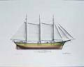 Image of Color print drawing of the sailing schooner Wawona by local artist Herbert Carlson, 1983