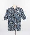 Image of Tommy Bahama camp shirt with blue palm tree print, 2003