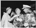 Image of Nancy Ramey with Seafair King and Queen on her return from the Olympics, Seattle, December 14, 1956