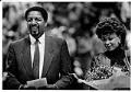 Image of Fred and Linda Brown in Kingdome at jersey-retirement ceremony, Seattle November 1986