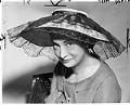 Image of Ann Dulien wearing her Easter hat, Seattle, 1947