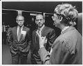 Image of Steve Duzan, Bob Nowinski and Bill Gates at Technology Northwest II symposium, February 27, 1987