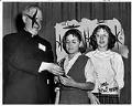 Image of Elizabeth Engle and Patty Adams receiving awards at King County Science Fair, Seattle, March 18, 1961