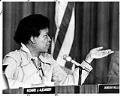 Image of Dorothy Hollingsworth speaking at Seattle School Board meeting, January 1980