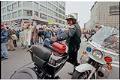 Image of Motorcycle police officer at WTO march, Seattle, December 3, 1999