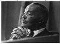 Image of Sam Smith listening to demonstrators, June 20, 1983