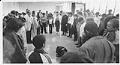 Image of Total Experience Gospel Choir praying together at Sea-Tac airport, January 23, 1986