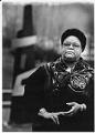 Image of Bettylou Valentine in front of Martin Luther King, Jr., Memorial, Seattle, February 15, 1992