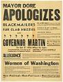 Image of Mayor Dore Apologizes poster, Seattle, 1936