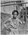 Image of Louise McKinney outside John Hay Elementary, Seattle, August 26, 1983