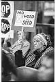 Image of Weed and Seed protester at City Council meeting, Seattle, December 14, 1992
