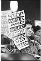 Image of Weed and Seed protester at City Council meeting, Seattle, December 14, 1992