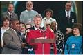 Image of President Clinton speaking to employees at  Boeing plant, Everett, February 22, 1993