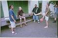 Image of Sir Mix-A-Lot and PUSA outside Jupiter Studios, Seattle, July 1999