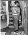 Image of Freddie Brown wearing his Golden Gloves championship robe, Seattle, February 24, 1949