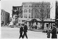 Image of Pioneer Square showing collapsed Olympic Block building, Seattle, March 23, 1972