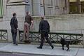 Image of Bomb squad with dog at King County Courthouse, Seattle, September 11, 2001