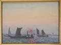 Image of Oil painting of sailboats on Puget Sound by Emily Inez Denny, 1888