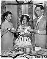 Image of Chinese Seafair queen drinks tea with Chinese Consul General, Seattle, August 5, 1955