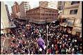 Image of View of WTO protest march at 5th and Pine, Seattle, November 30, 1999