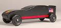 Image of Black and sporty pinewood derby car, one of four, made by Jim Smith, ca. 1995-2010