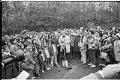 Image of Mayor Uhlman speaking at site dedication for Native cultural center at  Fort Lawton, November 14, 1971